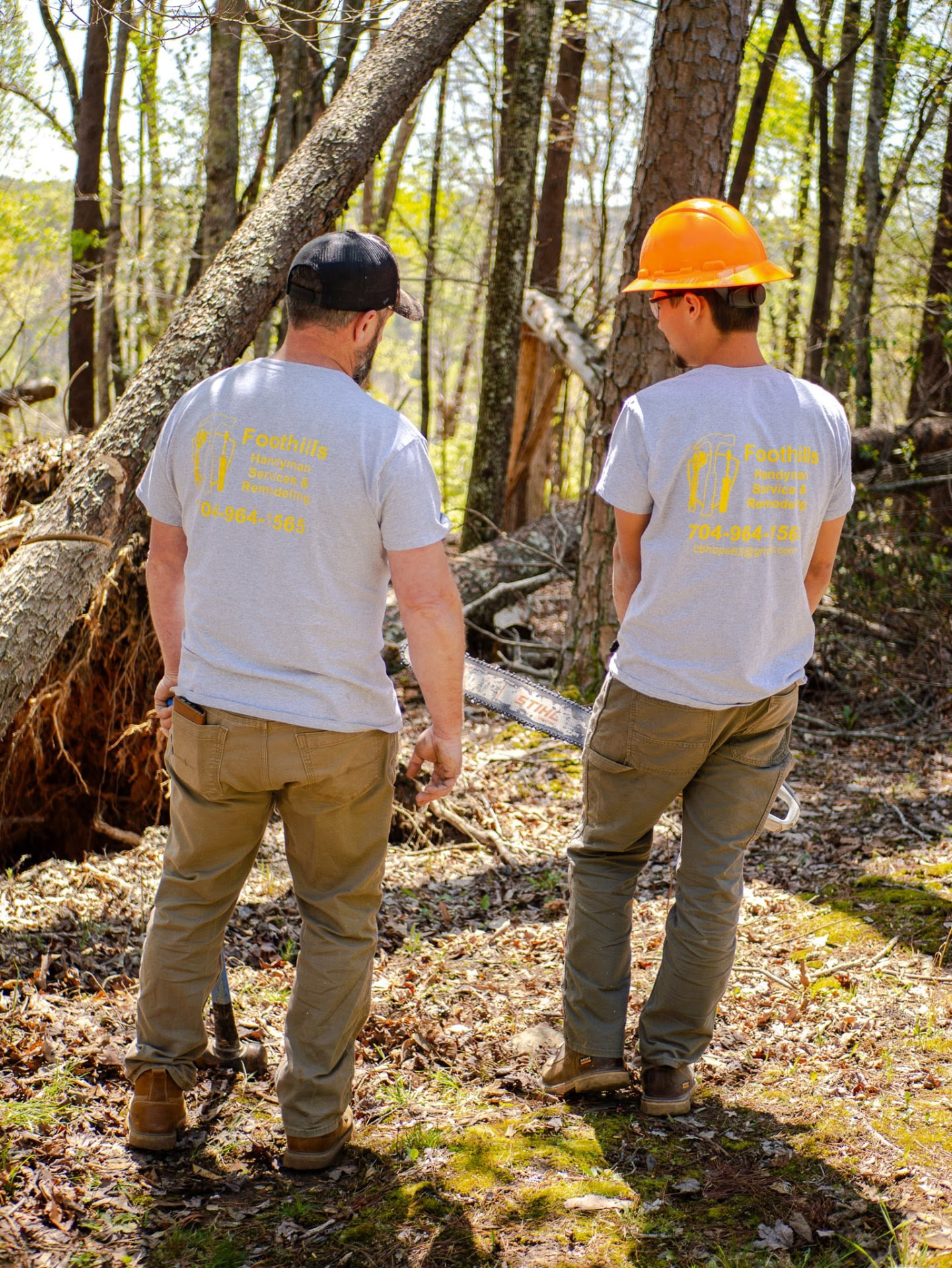 Foothills Handyman Services crew on a tree removal job in Rutherford County